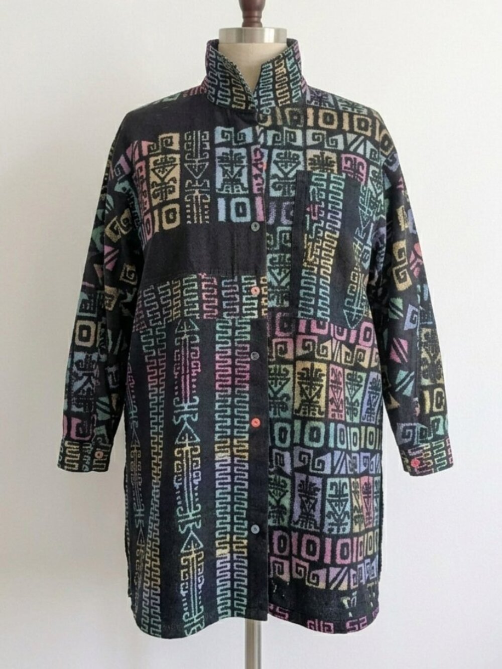 Vintage 90's Abstract Button Shirt Rainbow Hip Hop Men's Women's Plus 2X Street